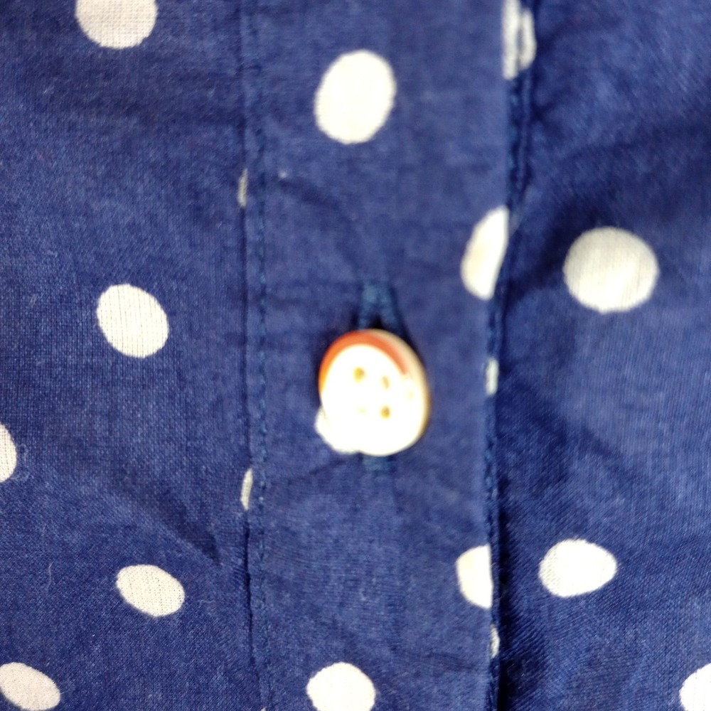 Birds of Paradis By Trovata Popover Shirts Med Navy Polka Dot Lace Peekaboo Back - Picture 4 of 10